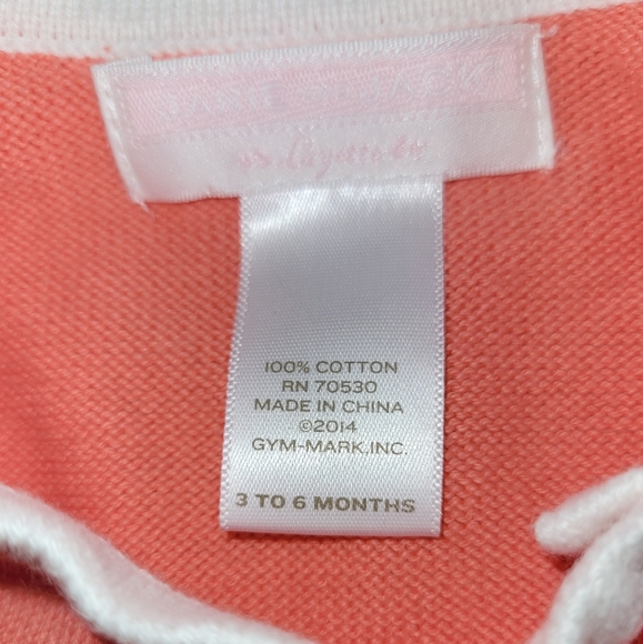 🩷 Janie and Jack Nautical Charm Coral White Cotton Knit One Piece Outfit 3-6 - Picture 5 of 7